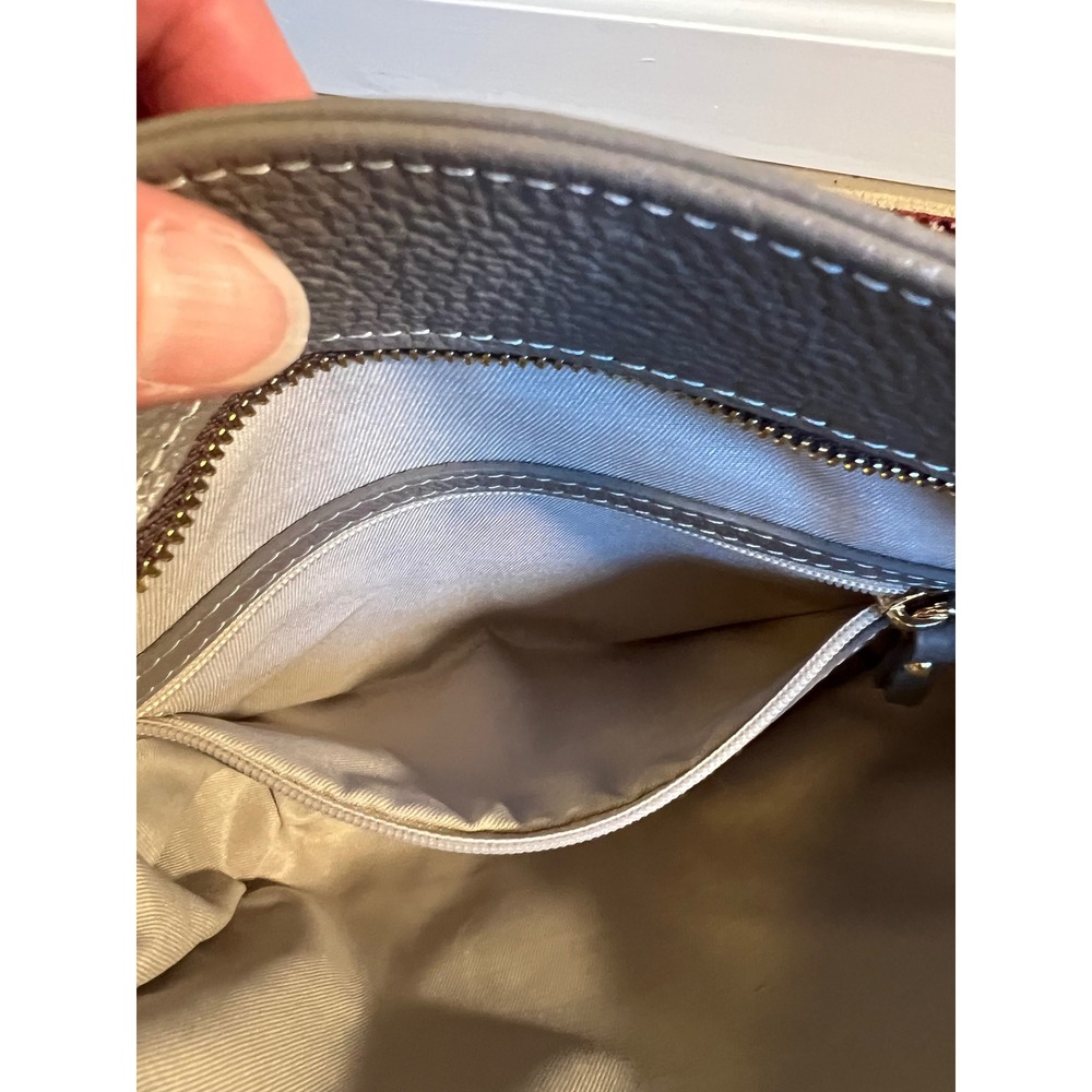 Valentina Grey Pebbled Genuine Leather Shoulder Bag Made in Italy Hobo Purse - Picture 9 of 12